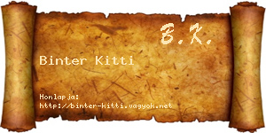 Binter Kitti névjegykártya